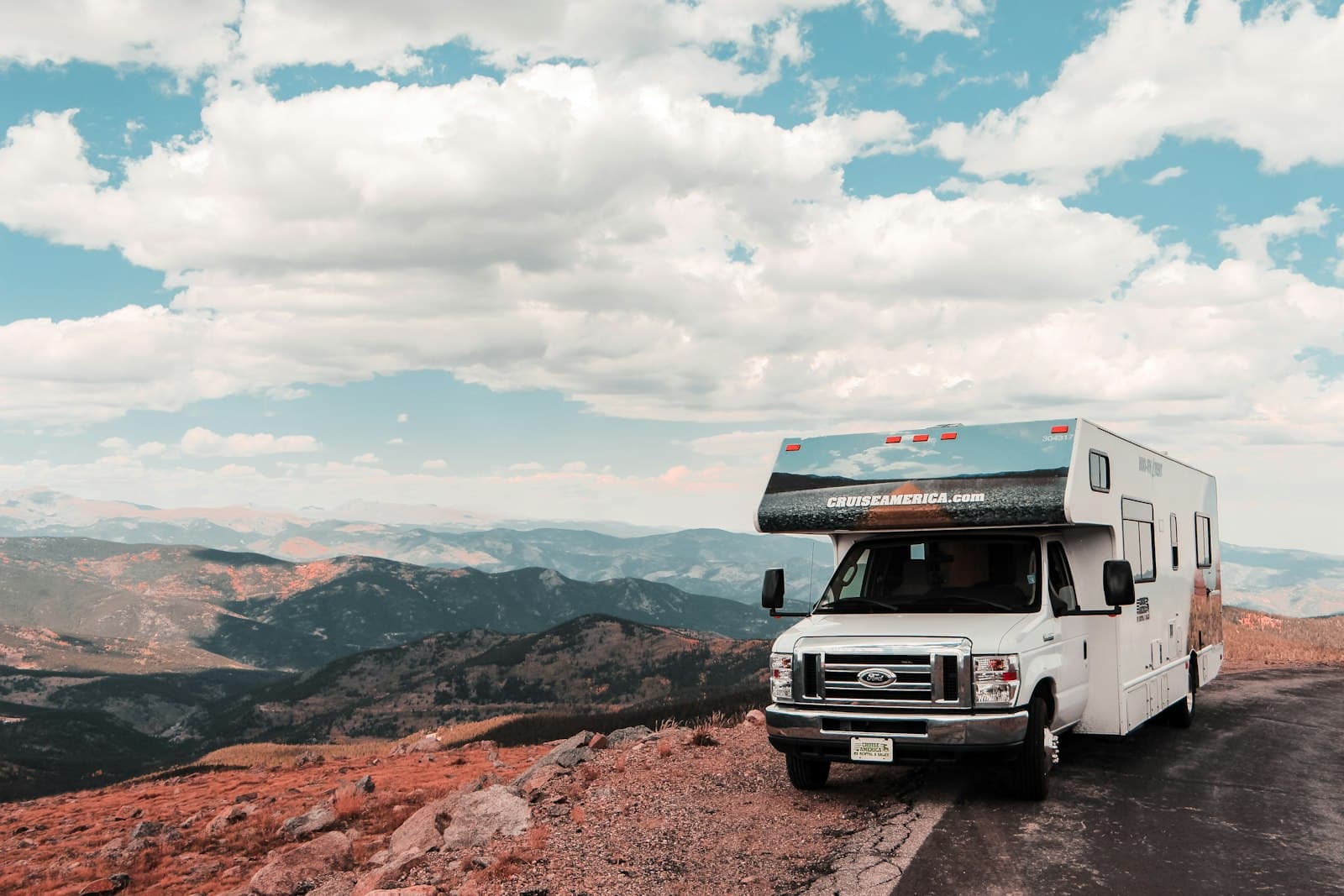 Recreational vehicle in an outdoor storage lot